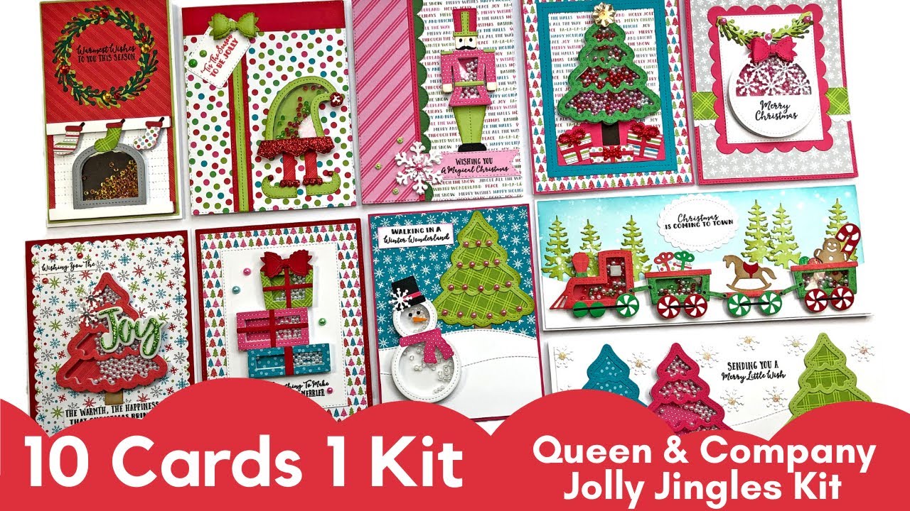 10 Cards 1 Kit | Queen & Co | Jolly Jingles Holiday Shaker Kit