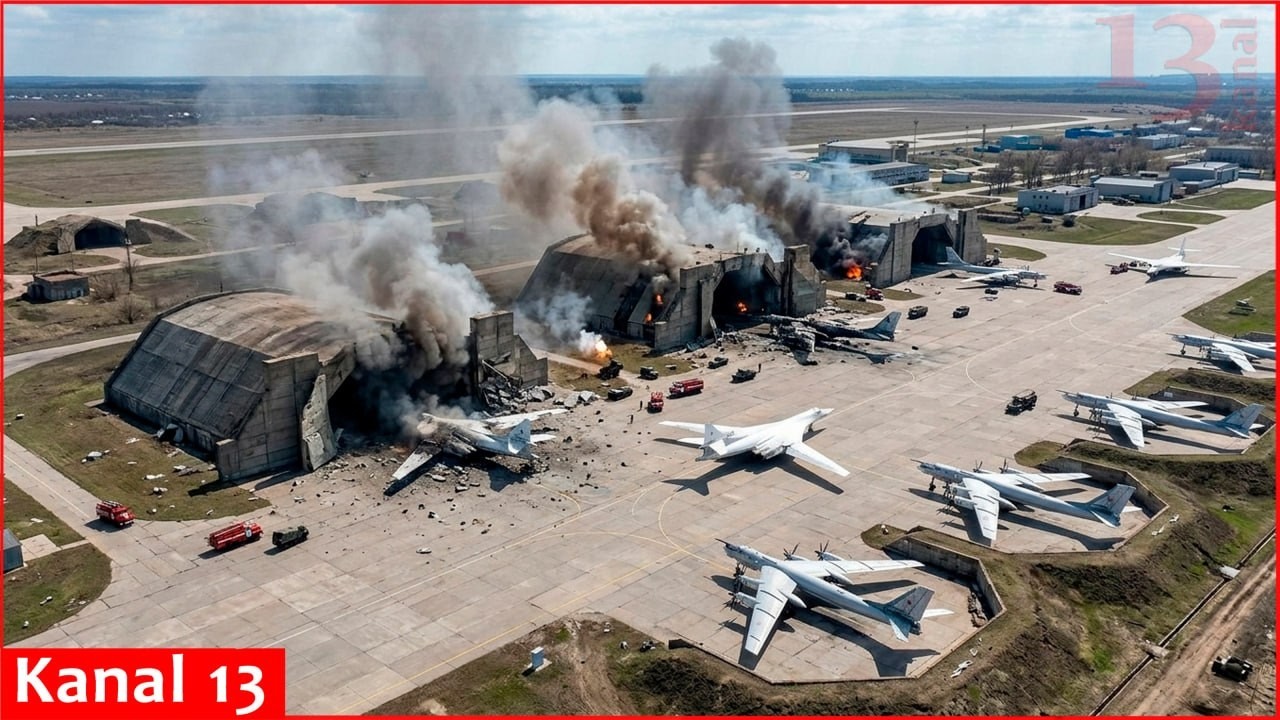 Russian Tu-160 and Tu-95 strategic bombers targeted by Ukrainian drones in large shelters