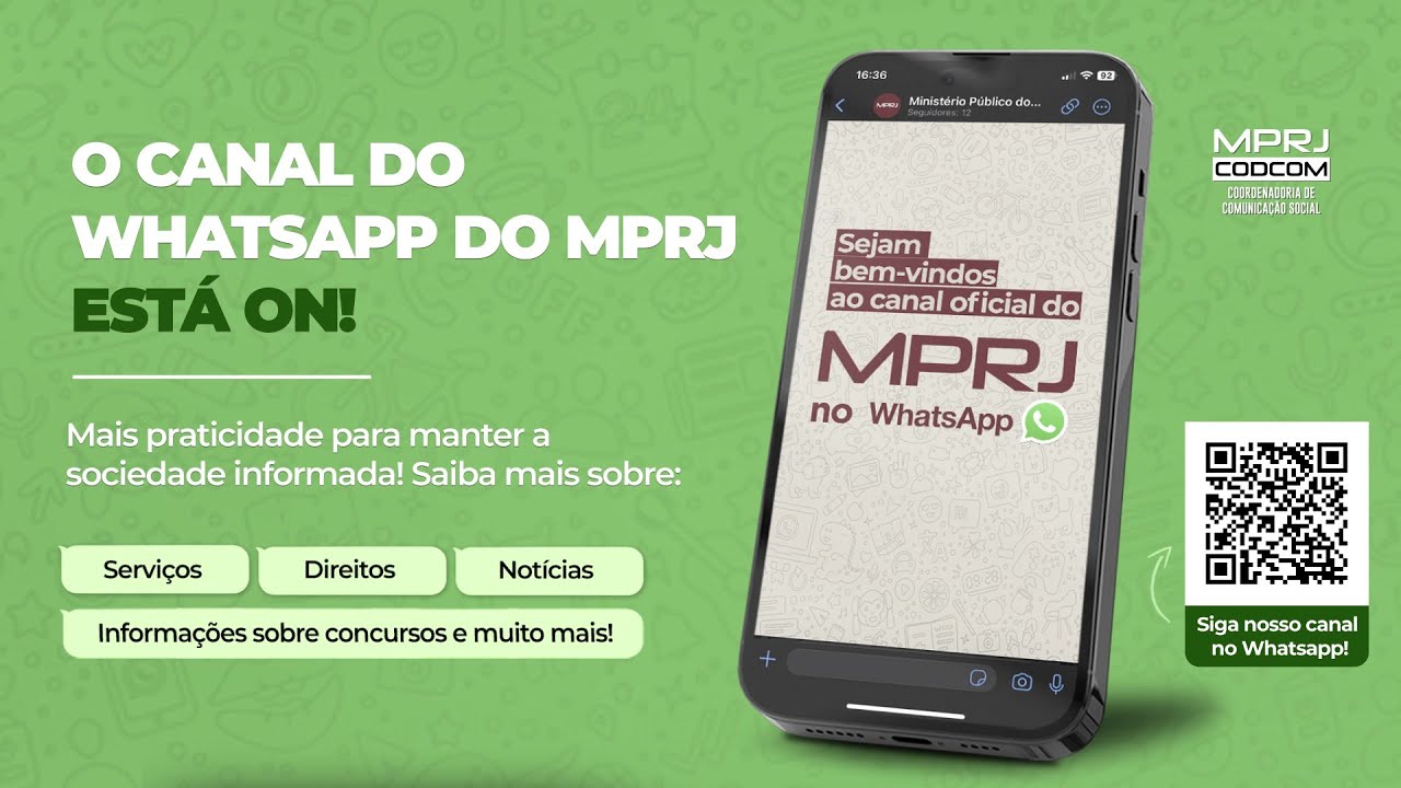 O canal do Whatsapp do MPRJ est&aacute; ON!