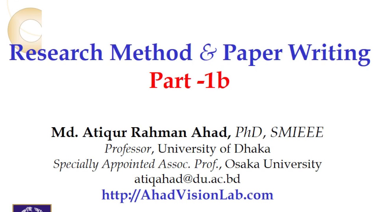 2. How to DO Research? - Part-1b - for young researchers