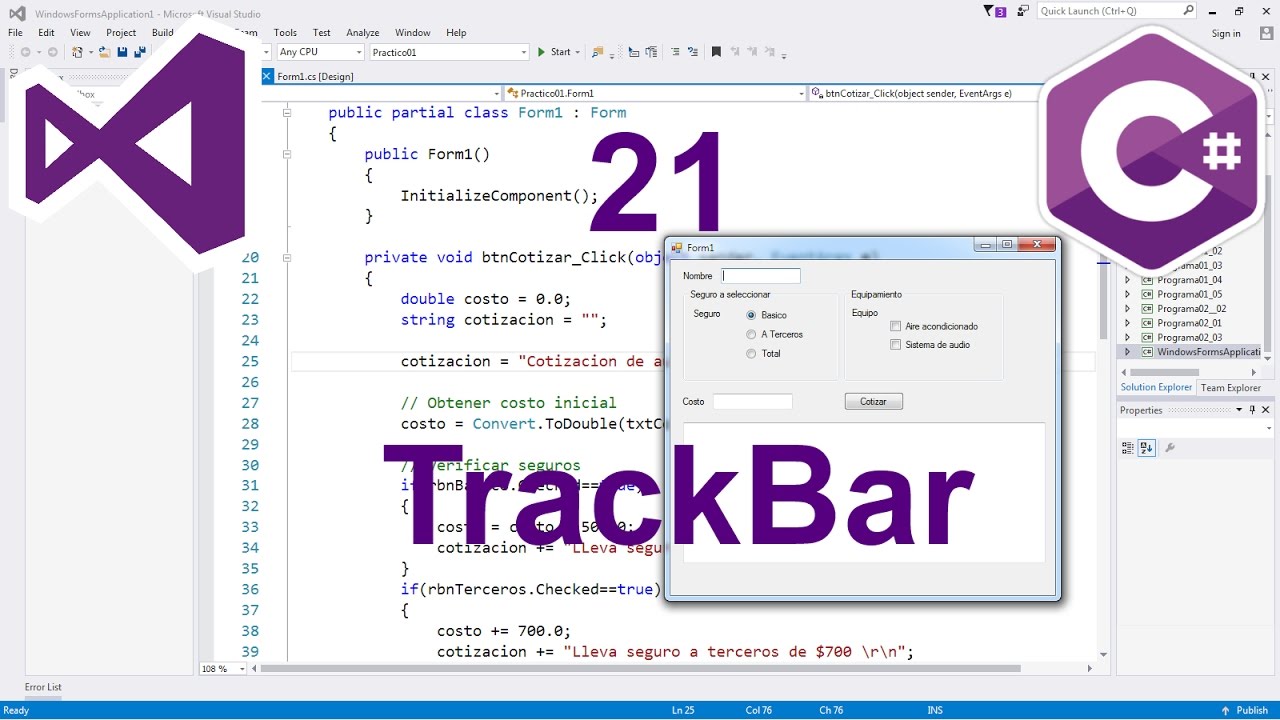Programación Windows Forms C# 21 --- TrackBar