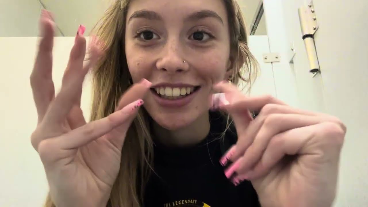 Sneaking asmr in the bathroom at work 💕💕 lots of mouth and hand sounds! fast & aggressive 🤗☀️