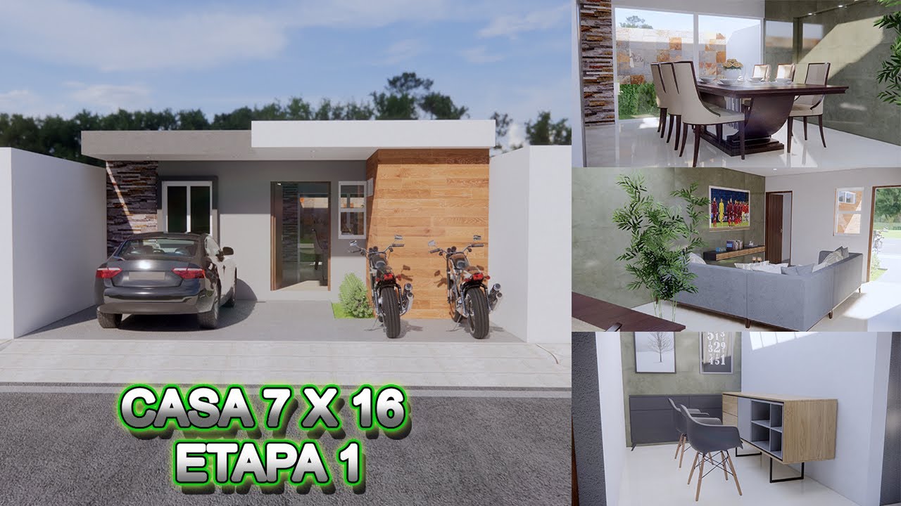 PLANO DE CASA PEQUEÑA DE 7 X 16 MTS/ HOUSE 7 X 16 MTS / ETAPA 1