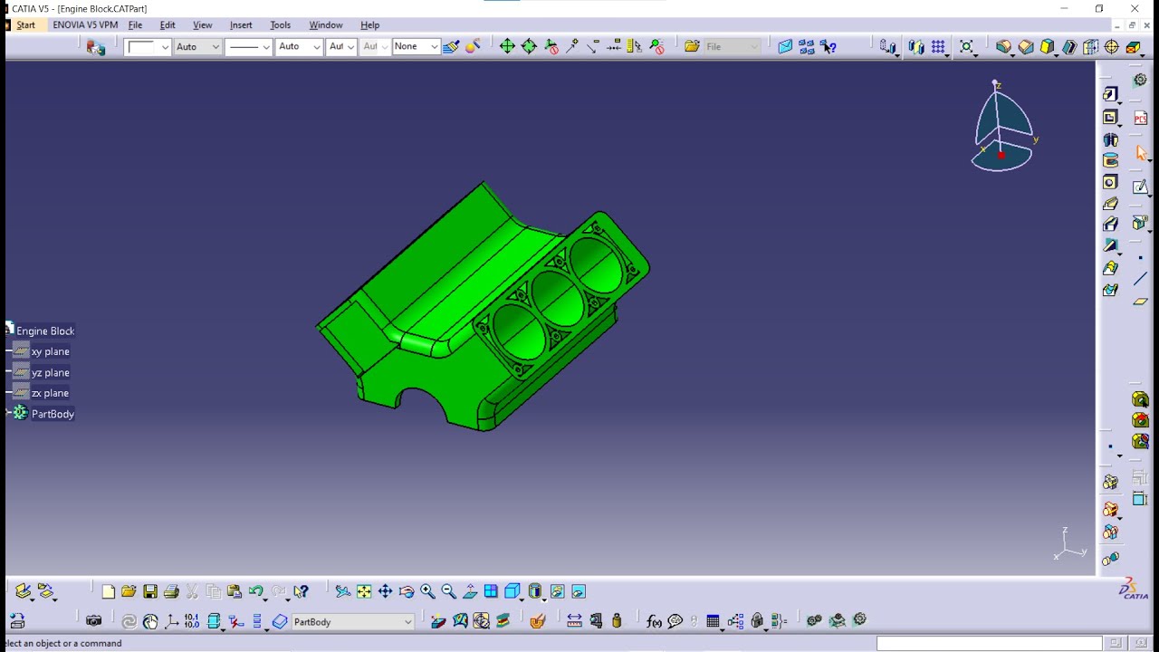 Engine Block of V6 by Catia/ Vẽ engine block bằng catia