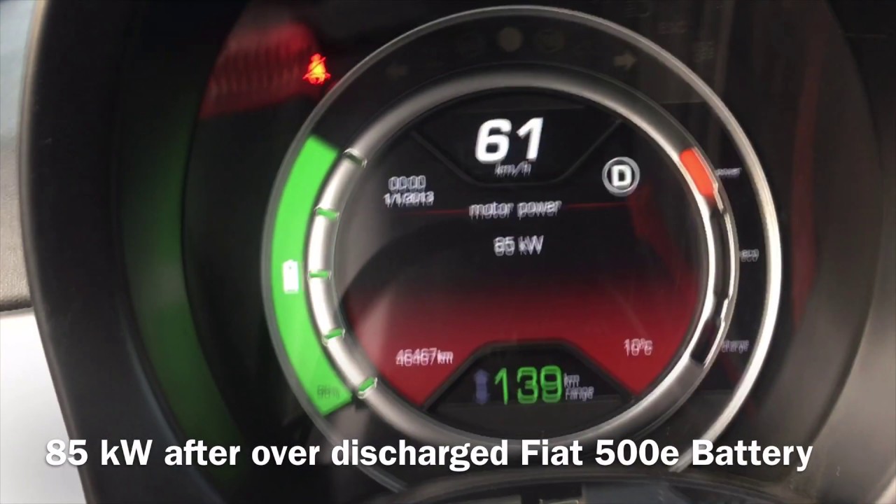 Electric Fiat 500e power test after battery repair