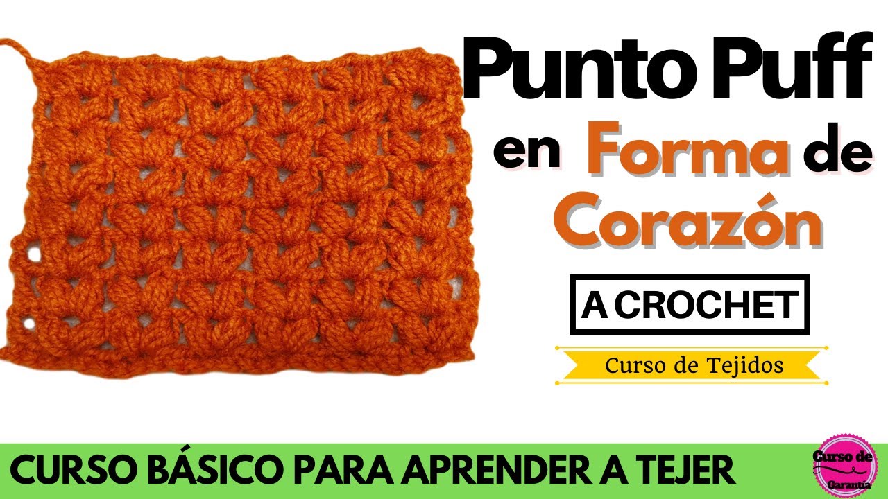✅ Punto Puf en Forma de corazón a Crochet 💡 Aprende a Tejer a Ganchillo   Curso online