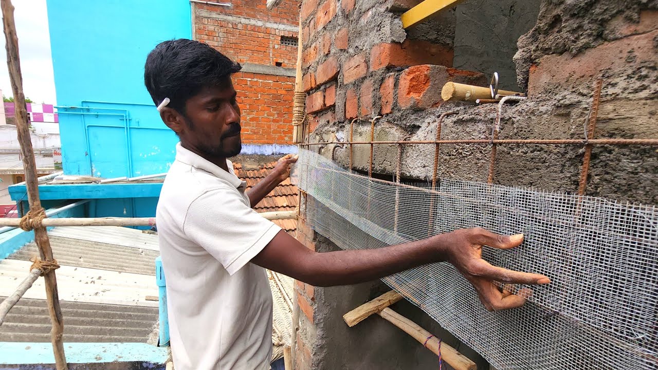 WoW Amazing Idea In Do Creative House Front drop Wall iron Rod Installation chicken mess plastering