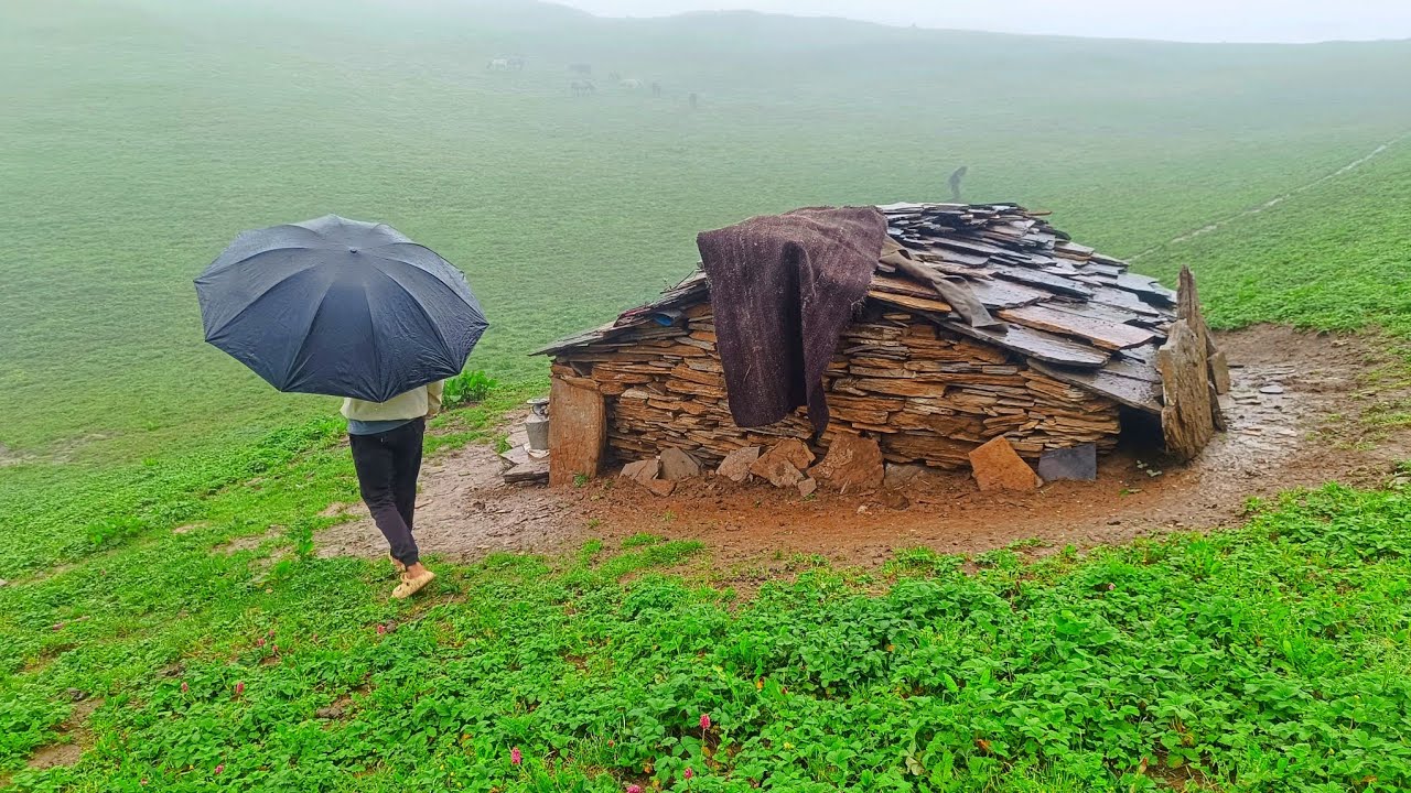 Nepali Mountain Village Life During the Rain | Most Peaceful And Relaxing Shepherd  Life | Real Life
