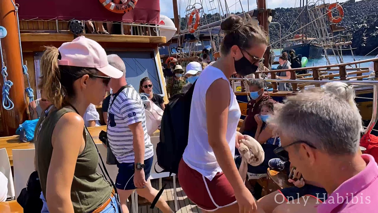 Santorini Volcano Hot Springs and Thirassia Boat Tour | Only Habibis #santorini #greece #4k
