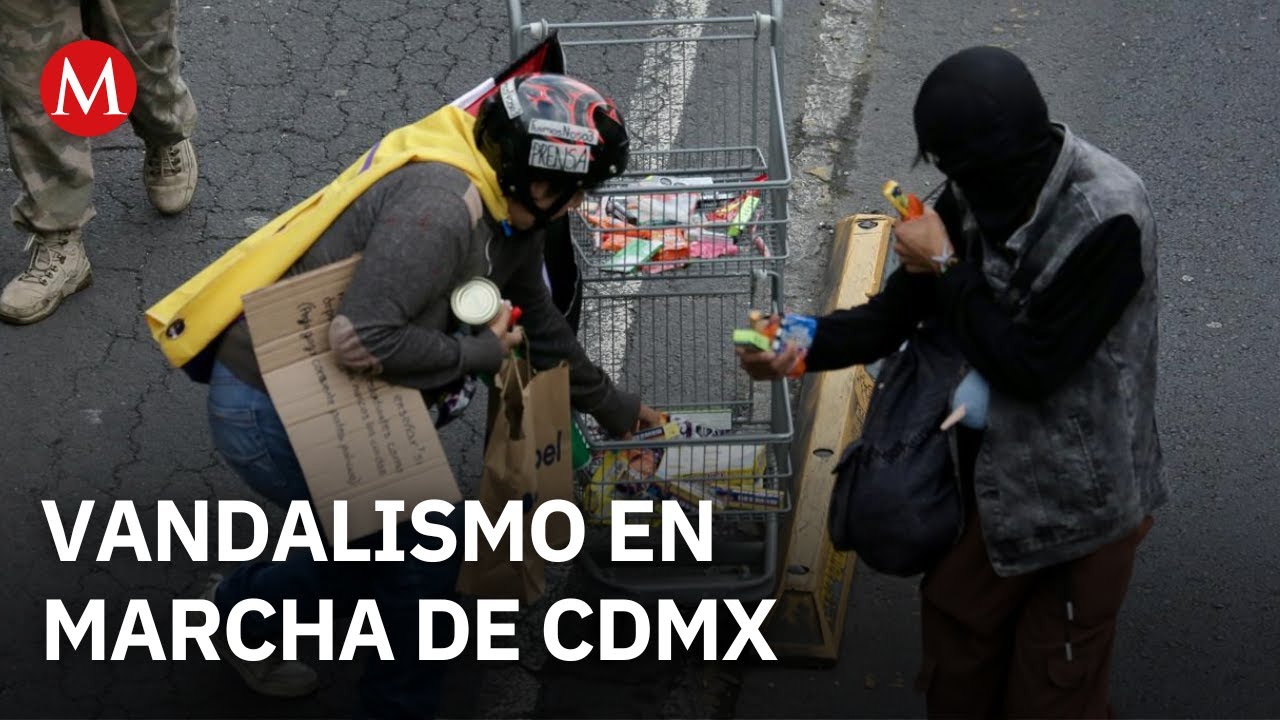 Encapuchados saquean tienda 3B durante Marcha del 2 de Octubre