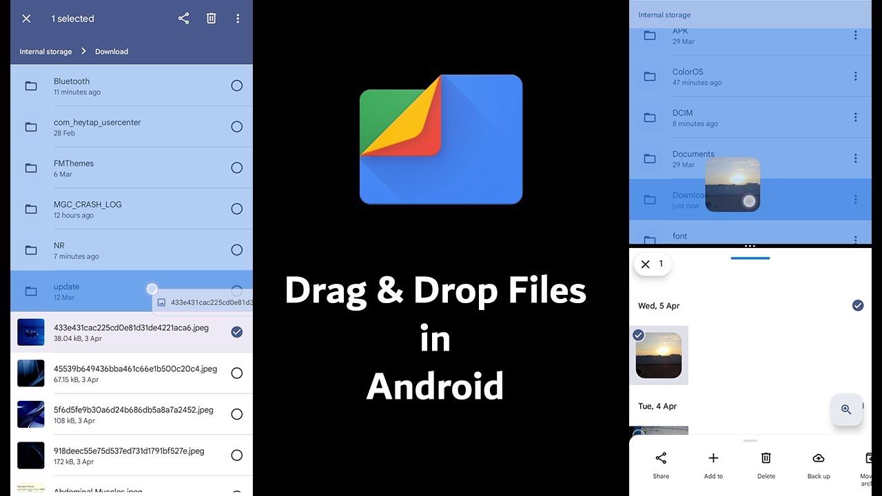 Drag & Drop Files in Android | Google Files, Google Photos, Google Drive