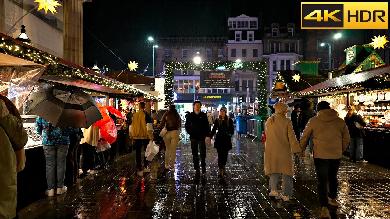 🎄Rainy Edinburgh in Christmas 2021🎆🎡Rain Walk in Edinburgh Scotland [4K HDR]