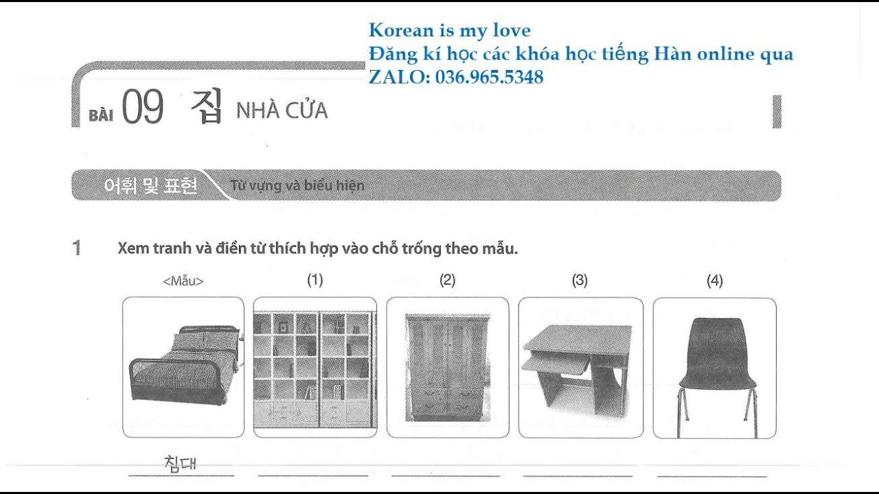 Bài 9 Sách bài tập Tiếng Hàn Tổng Hợp Sơ Cấp 1