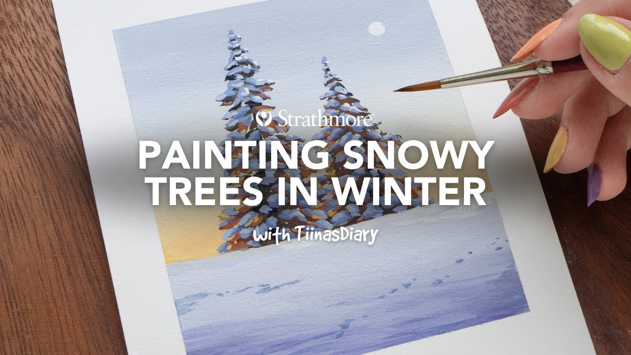 Painting Snowy Trees In Winter with Gouache | With TiinasDiary