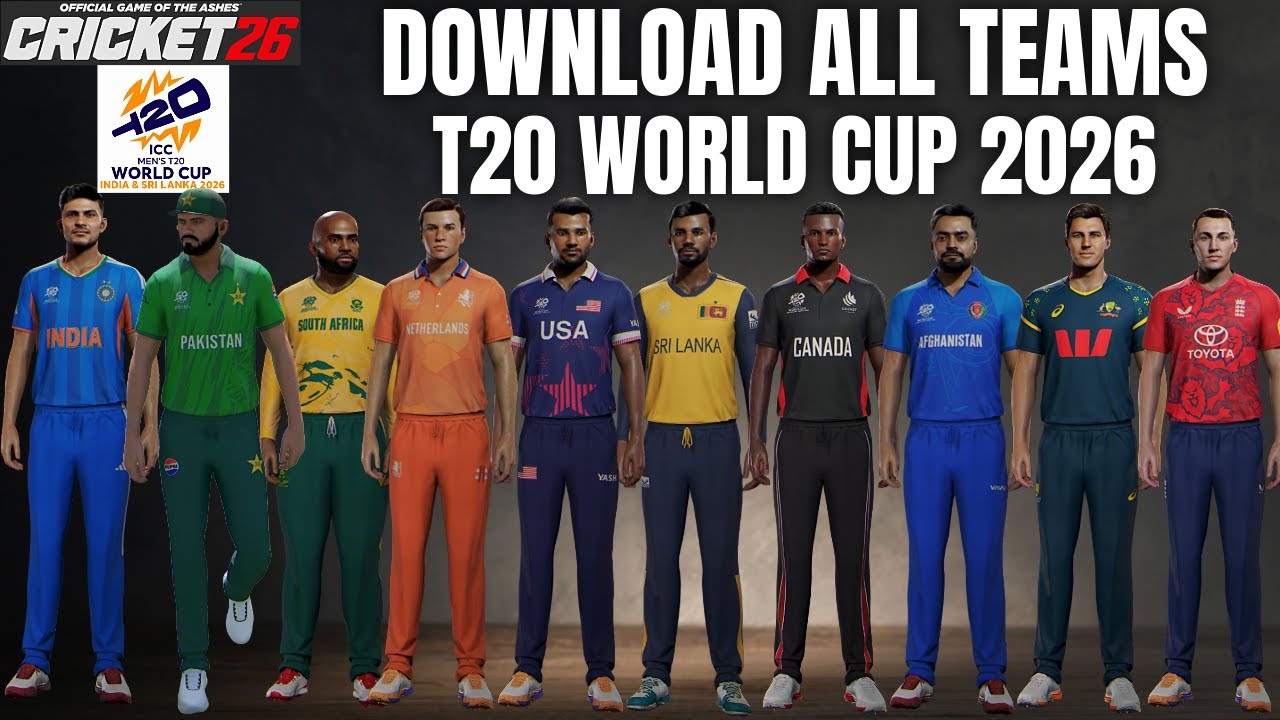 How to Download T20 World Cup All Teams Jerseys & Squads in Cricket 26