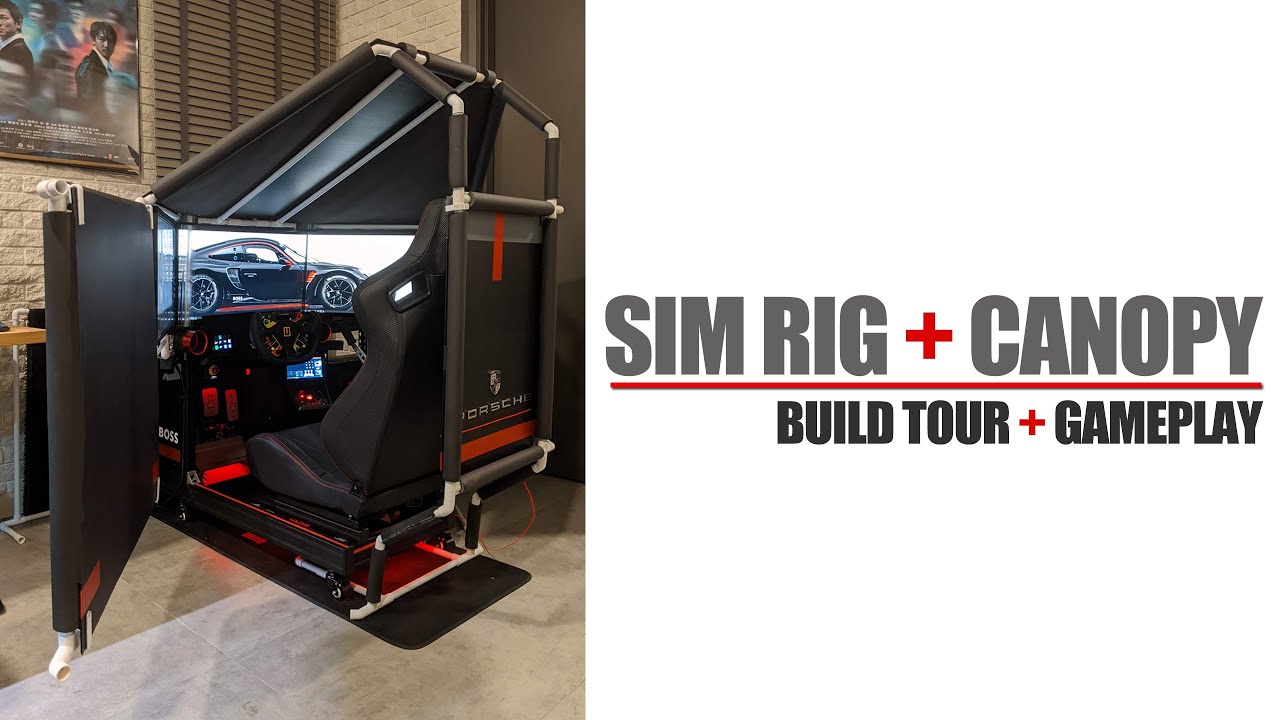 DIY SIM RACING COCKPIT CANOPY ROOF with ROLLCAGE | Build Tour + Realistic Race Simulation Gameplay