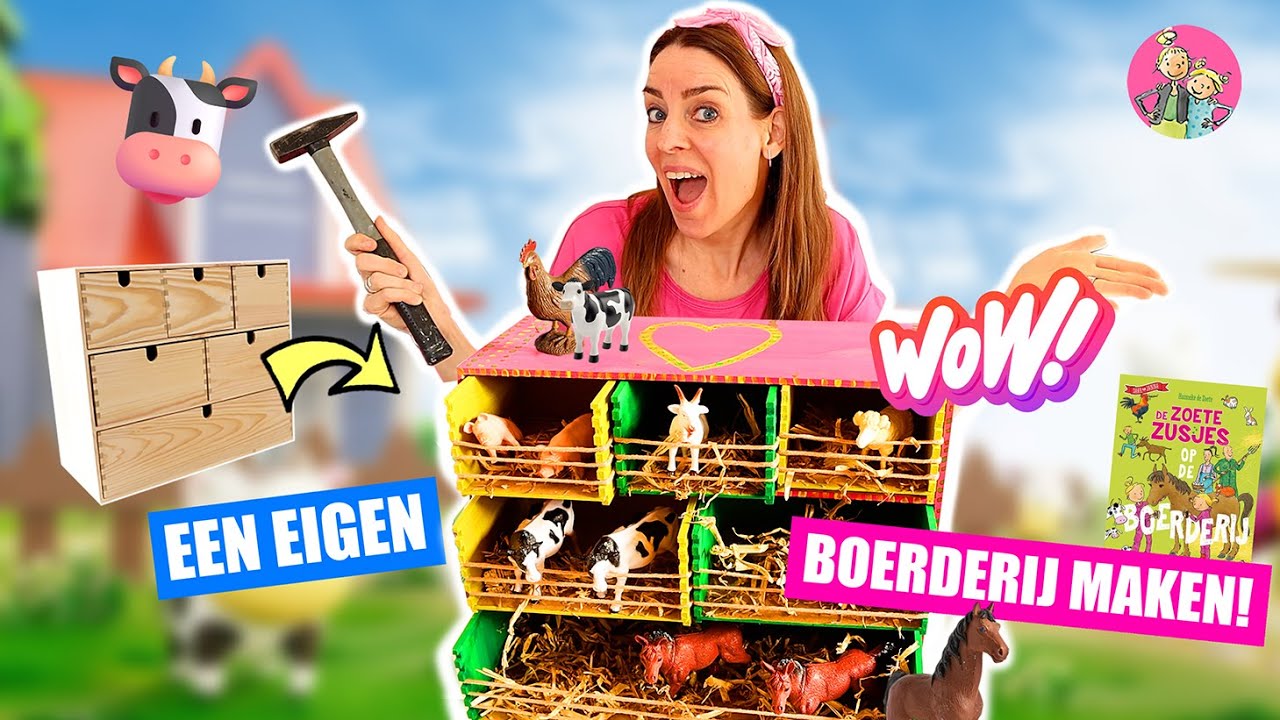 VAN EEN KASTJE een BOERDERIJ MAKEN!! *Helemaal Zelf Een Speelgoed Boerderij Maken! &hearts;DeZoeteZusjes&hearts;