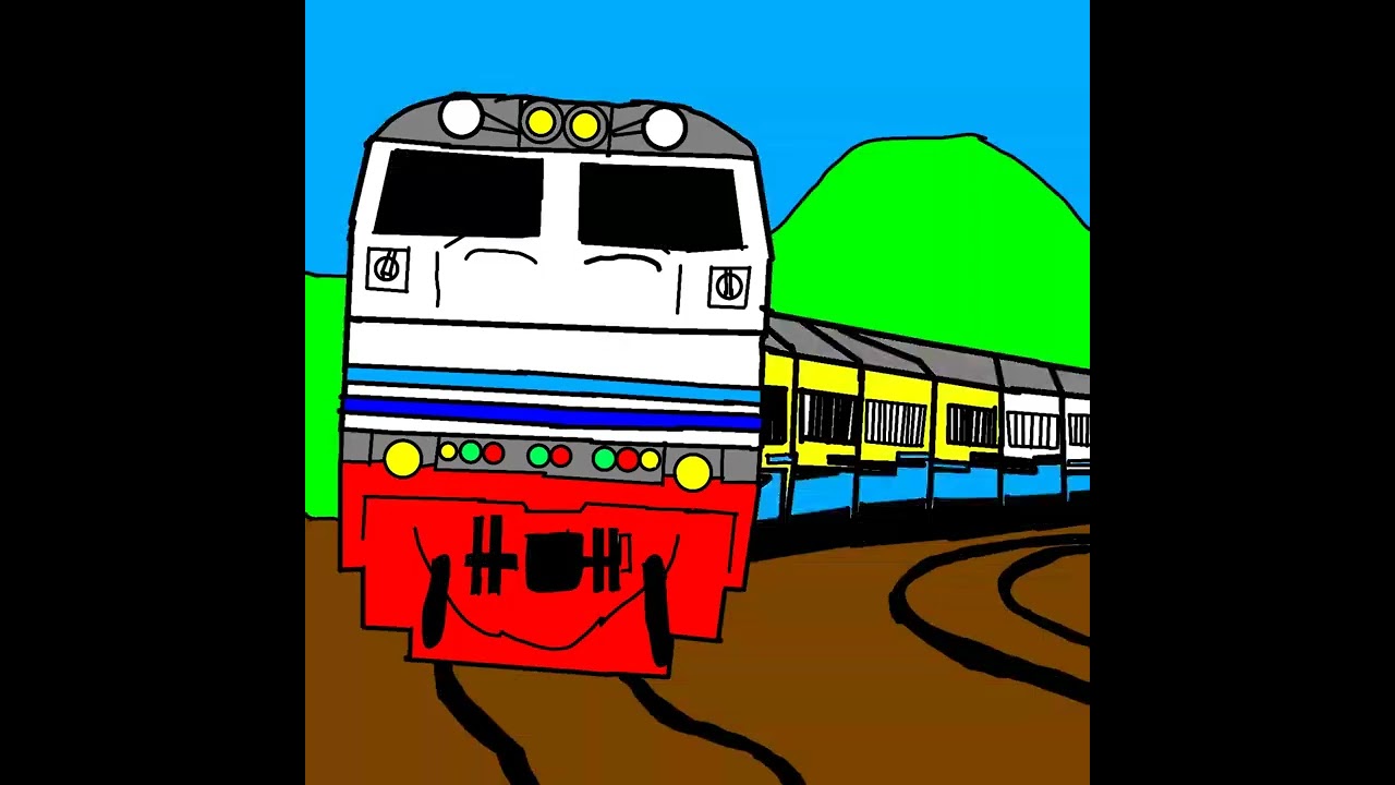 MENGGAMBAR KERETA API CC 204 DAN GERBONG NYA