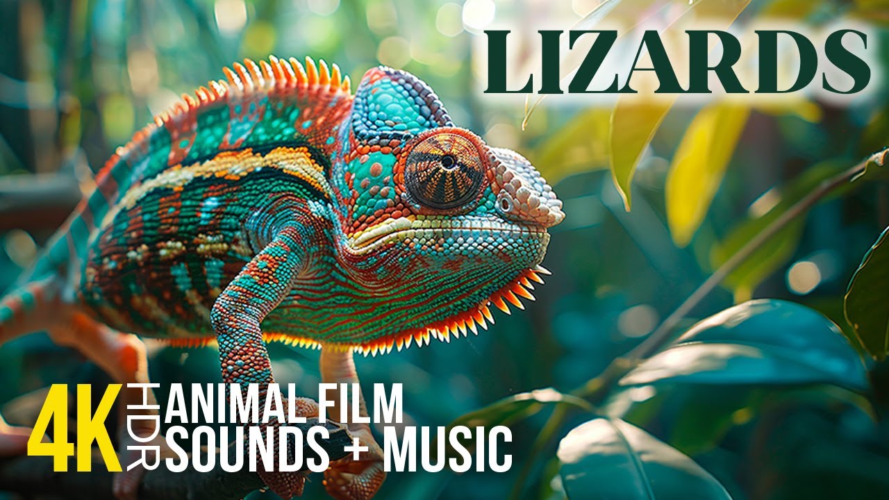 4K HDR Amazing Lizards | Close-Up Shots of Exotic Reptiles with Uplifting Music for a Mood Boost