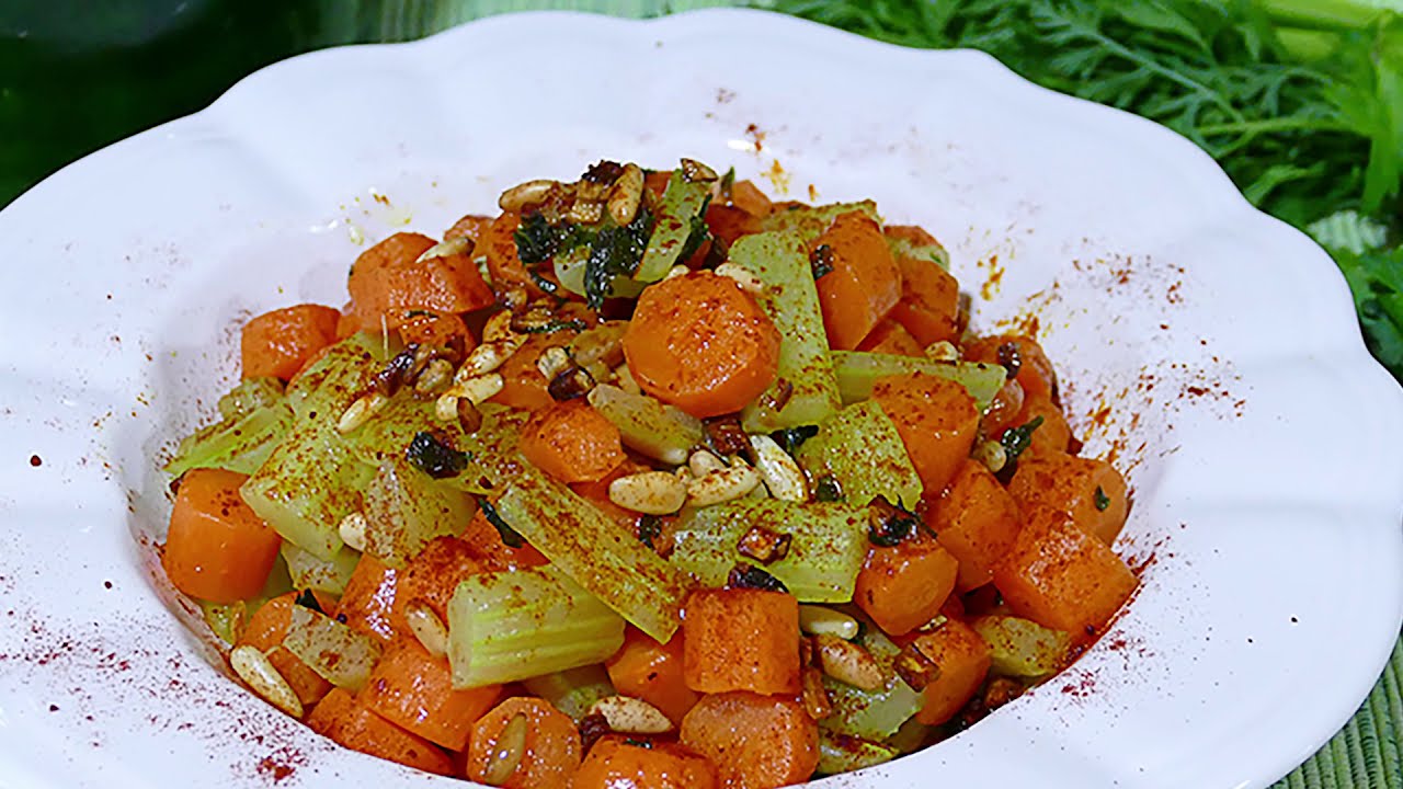 Salteado de Apio y Zanahoria 🥕  al Vapor. Receta light 🤩