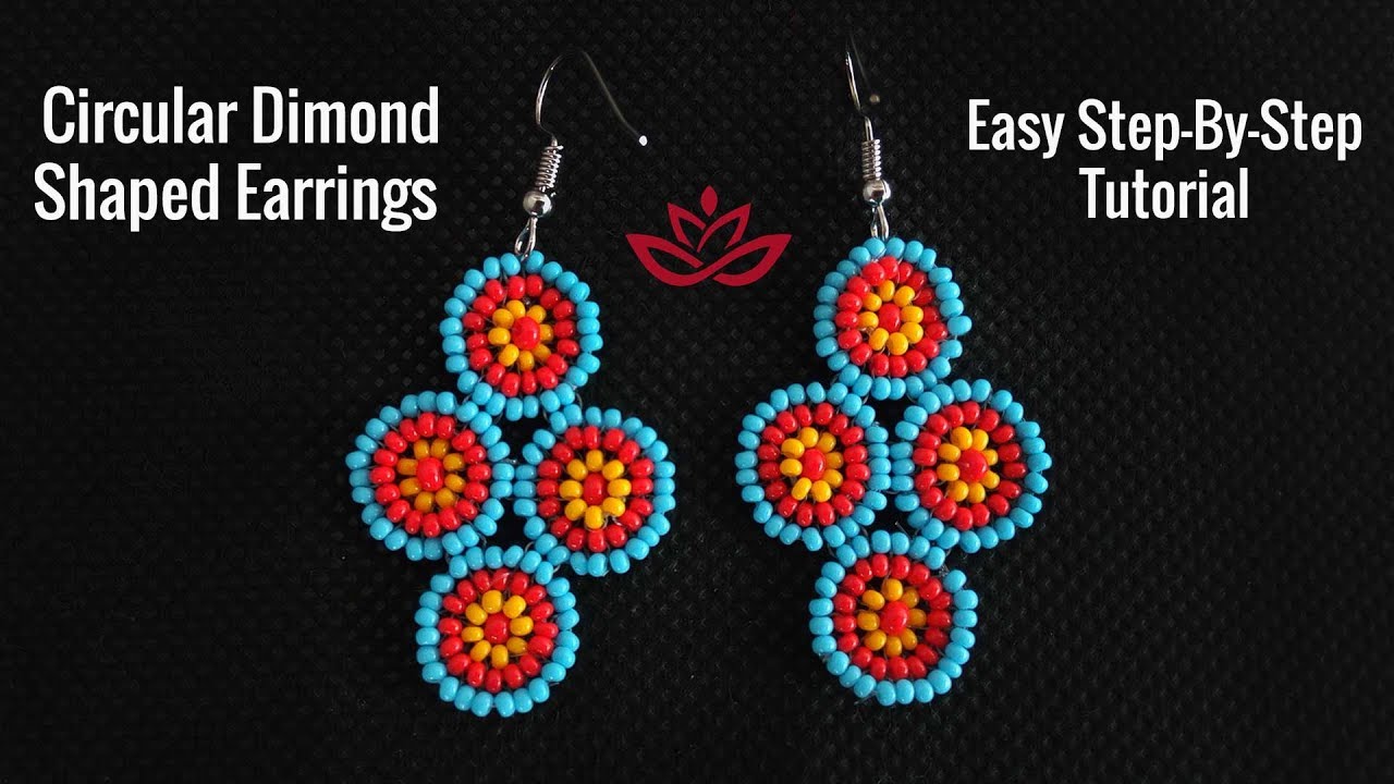 Circular Diamond Shaped Seed Beads Earrings - Tutorial. How to Make DIY Seed Beads Earrings?