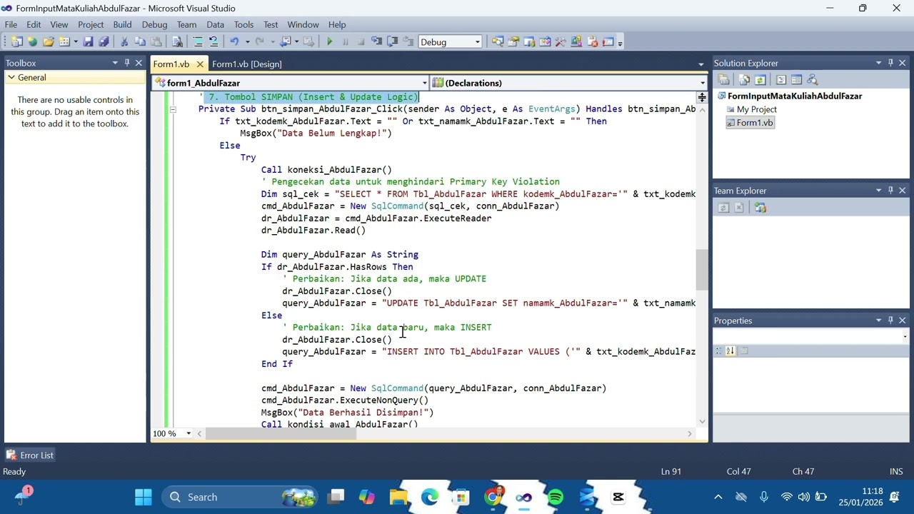 UAS-Bahasa Pemrograman 1 -Visual Basic dan Sql Server
