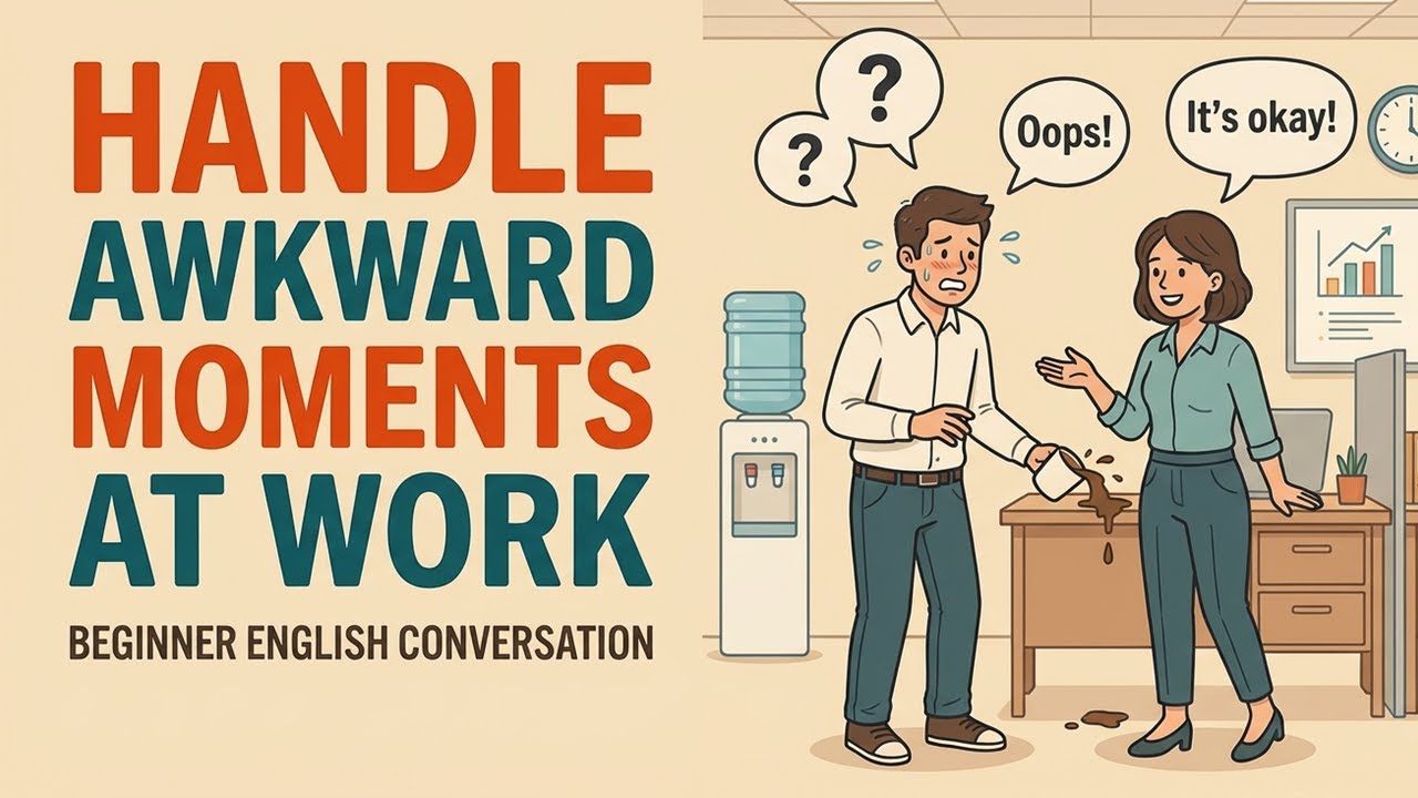 How to Handle Awkward Moments at Work (Beginner English Conversation Practice)
