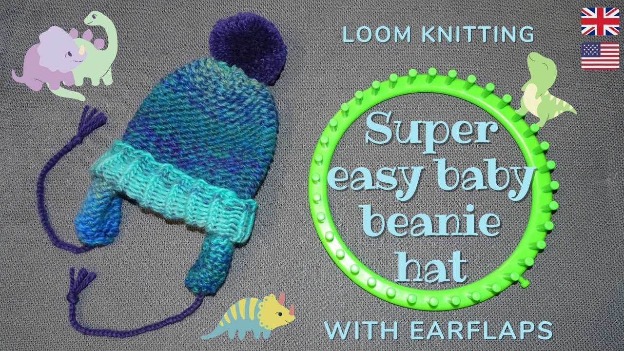 Loom knit BABY beanie HAT with EARFLAPS - SUPER EASY - ENGLISH TUTORIAL