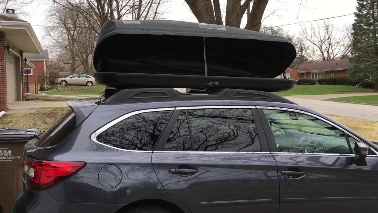 Thule Force XL Roof Cargo Carrier - Extended on Subaru Outback