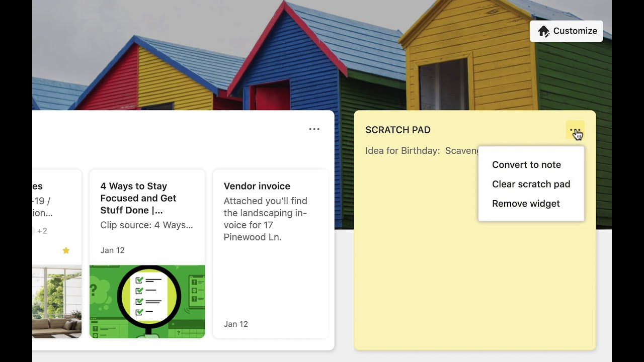 Take down quick notes and thoughts using the Scratch Pad In Evernote Home