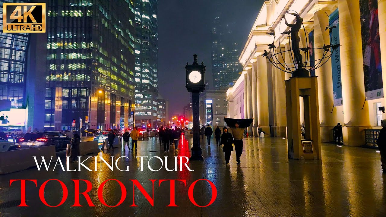 Downtown Toronto Walking Tour | Day And Night | Rainy Ambiance | A Foggy Stroll
