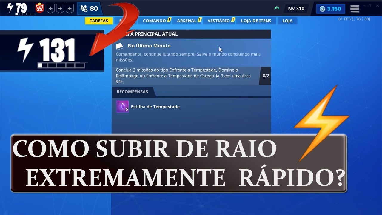 COMO SUBIR DE RAIO EXTREMAMENTE RÁPIDO - FORTNITE SALVE O MUNDO