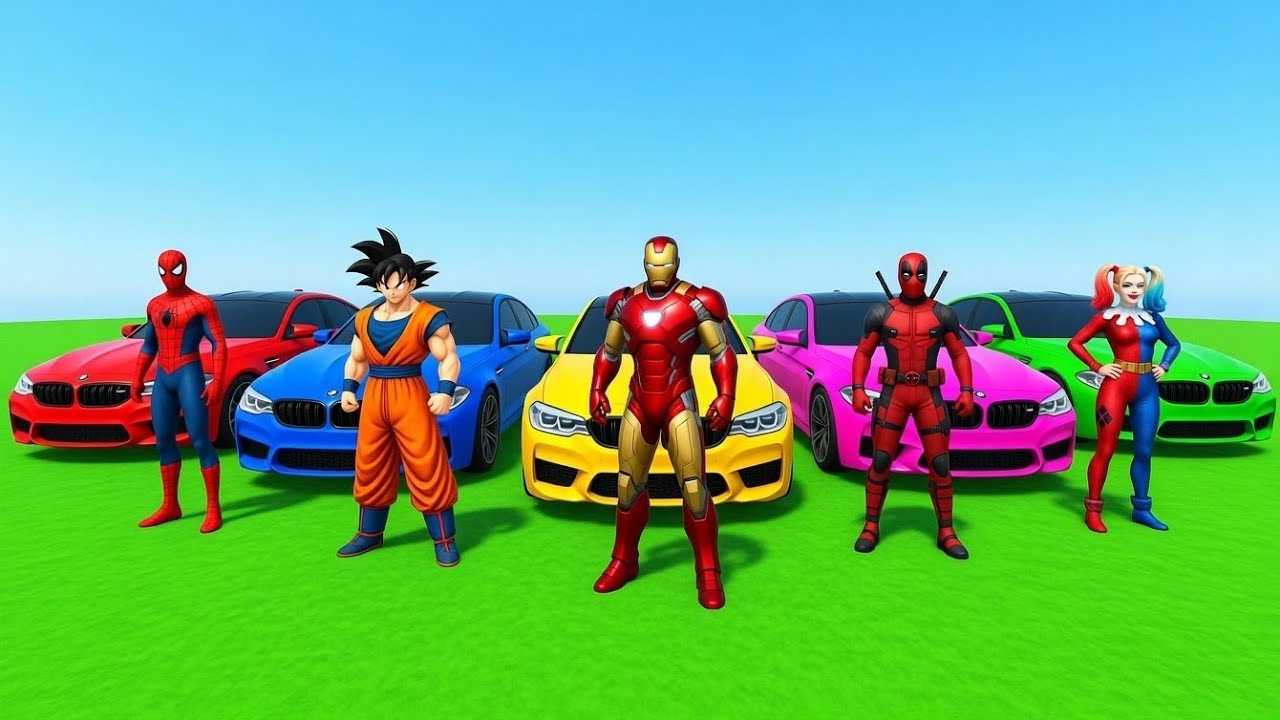 GTA 5 Superhero Epic Ramp Race with Luxury Cars | BMW M5 Stunt Jump #3 