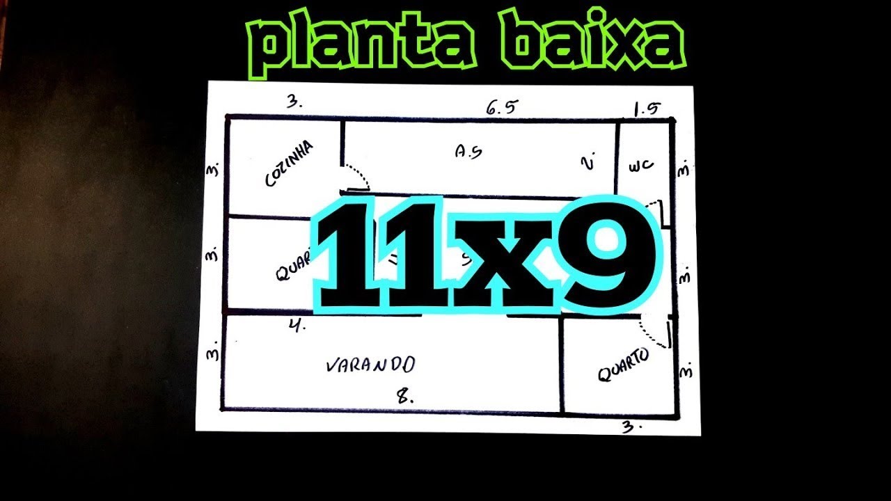 como Desenhar Planta Baixa 11x9 2 Quartos