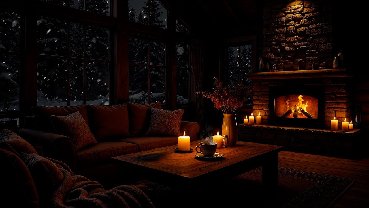 Deep Sleep Piano Music to Calm the Mind & Ease Anxiety • Cozy Warm Cabin Fireplace Ambience