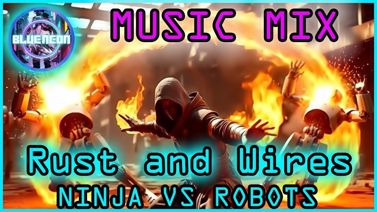 BLUE NEON Rust and Wires NINJA VS ROBOS