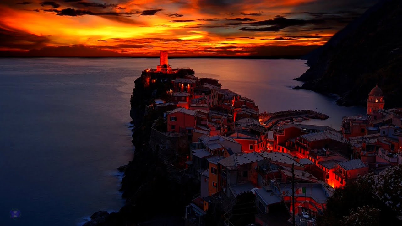 Cozy Sunset Village Ambience | Cozy Seaside Ambience Ocean Waves
