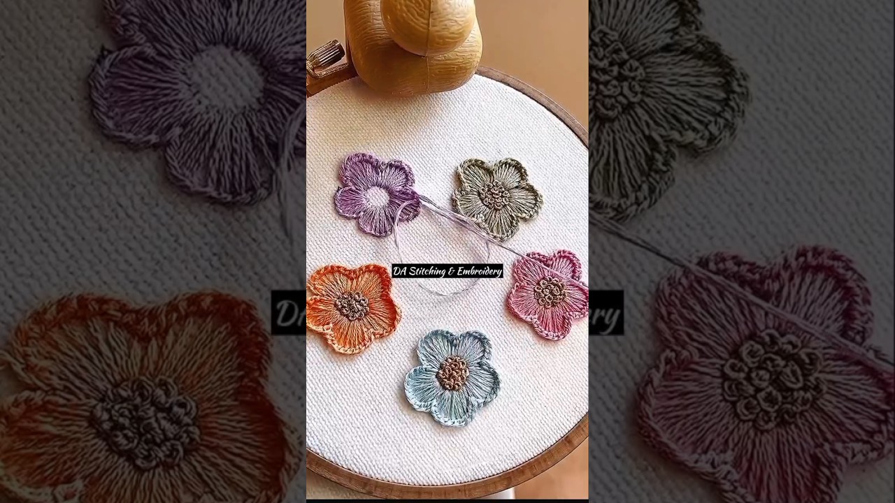 Most gorgeous flower hand embroidery #shorts #trending #stitch #embroidery #ytshorts #newstitch