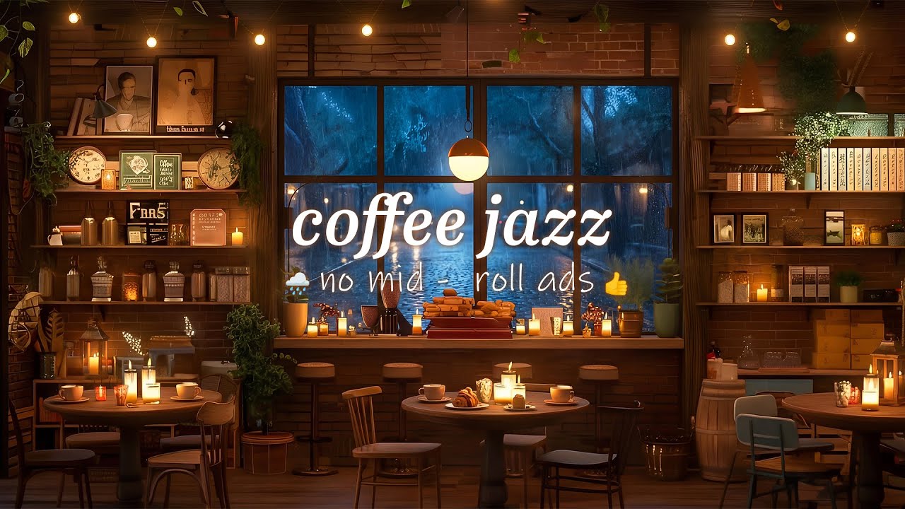 🌧️ Rainy Day at a Cozy Coffee Shop 🎷✨ (NO MID ADS) Smooth Jazz Music & Rain Sounds for Stress Relief