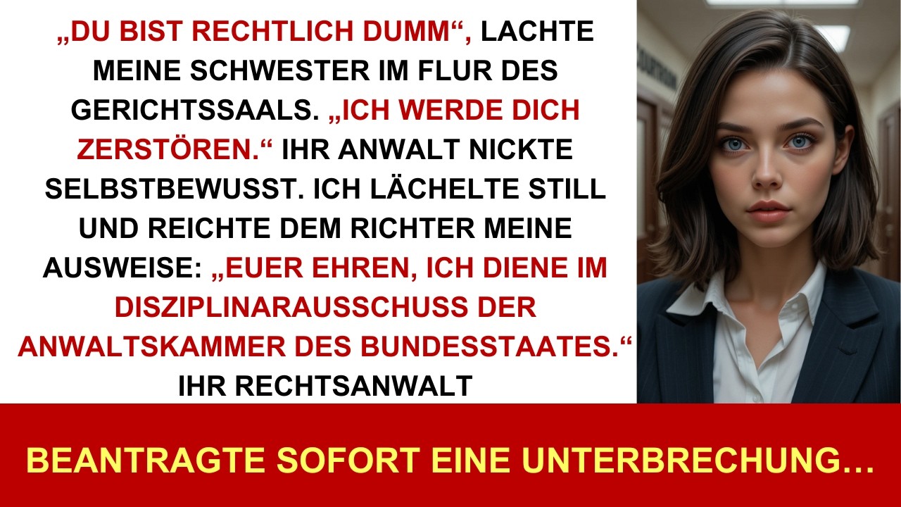 Schwester nannte mich „juristisch dumm“ – bis sie sah, dass ich im Ethikrat der Anwaltskammer bin