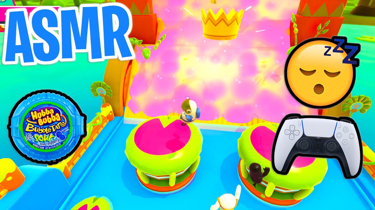 ASMR Gaming 😴 Fall Guys Tryhard Rounds! Relaxing Gum Chewing 🎮🎧 Controller Sounds + Whispering 💤