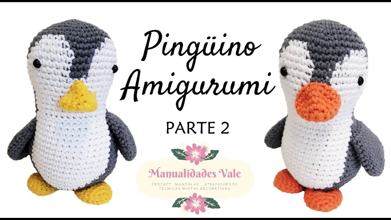 Pingüino Amigurumi Parte 2: Pico, alas, patas y cola