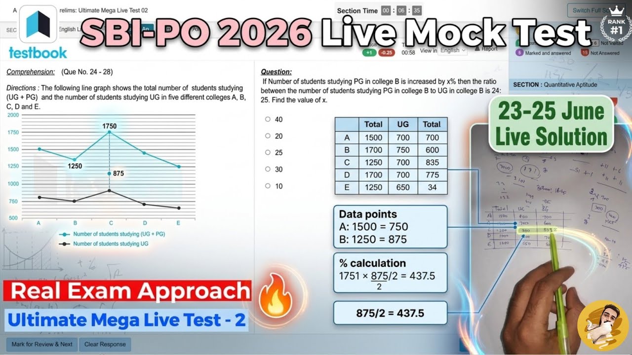 🎯Testbook SBI PO live mock test📚✍️23 June | Share Score📝👆 | How to Attempt Mock #sbi #sbipo