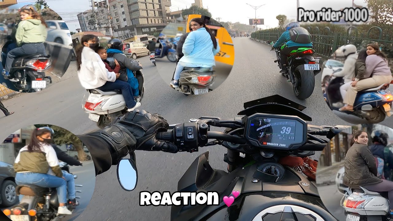 Reving Hard my Z900 in market | Cute Girl Market reaction | Road Rage | Dog attack #cutegirlreaction