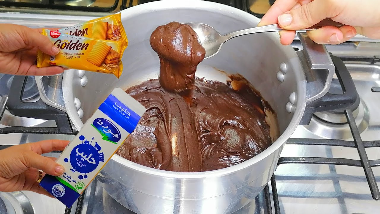 عندك نصف لتر حليب وبيسكوي نوضي ديري كلشي فالكوكوت وحضري أرخص شكلاط الذهن😋