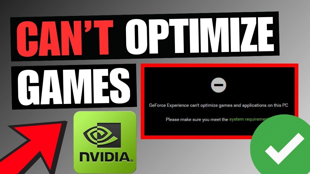 FIX GeForce Can't Optimize Games on This PC