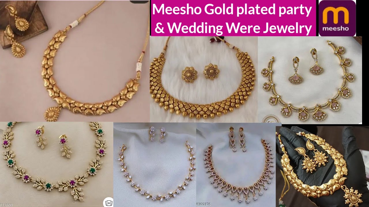 ्Meesho Gold Plated Jewelry/Necklace । Meesho Gold Jewelry/ Necklace For Party & Wedding 
