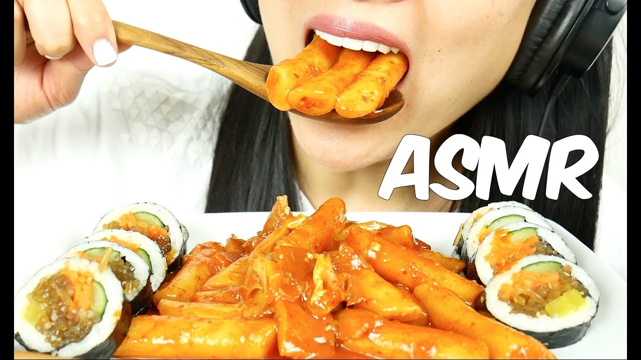 ASMR Korean Rice Cake + Kimbap (CHEWY EATING SOUNDS) No Talking | SAS-ASMR