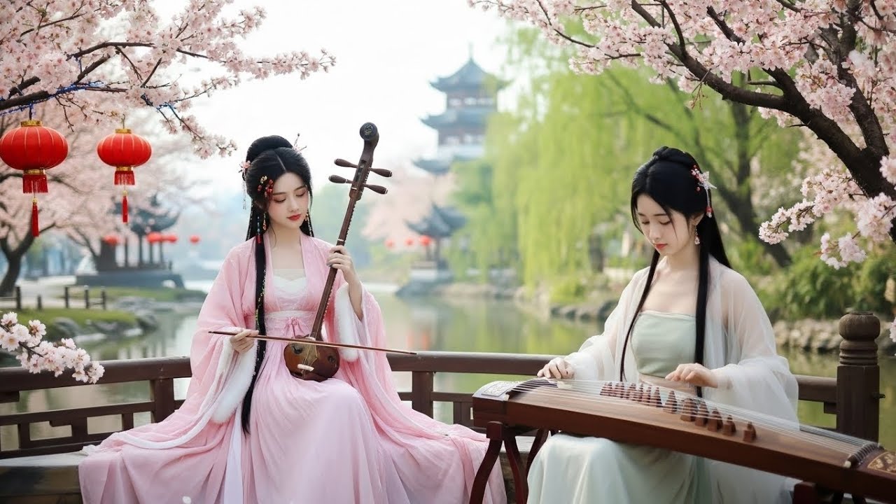Whispers Beneath the Cherry Blossoms#deepsleep#guzheng #flutemusic #chinesemusic#relaxingflutemusic