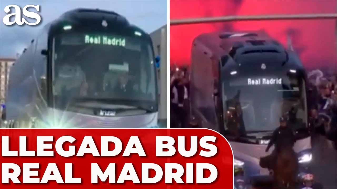 ESPECTACULAR LLEGADA AUTOBÚS REAL MADRID para el CLÁSICO REAL MADRID - BARCELONA | LALIGA